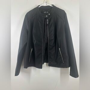 NWT Mark Alan Faux‎ Leather Motorcycle Jacket Black Silver 1X XL
